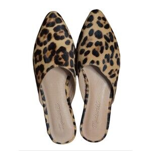 Madewell Remi Mule in Leopard Calf Hair Pointed Toe Slides Boho Cloudlift 6.5